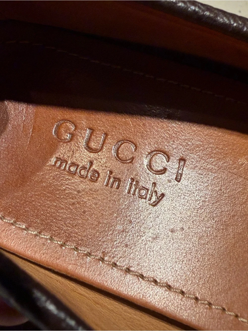 Gucci Dark Brown Pebbled Leather Bit Loafers with Green & Red Web